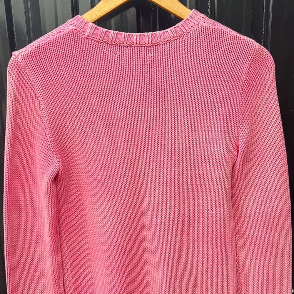 RALPH LAUREN Heritage American Flag 100% Cotton Chunky Knit Spell Sweater Pink - Picture 13 of 16
